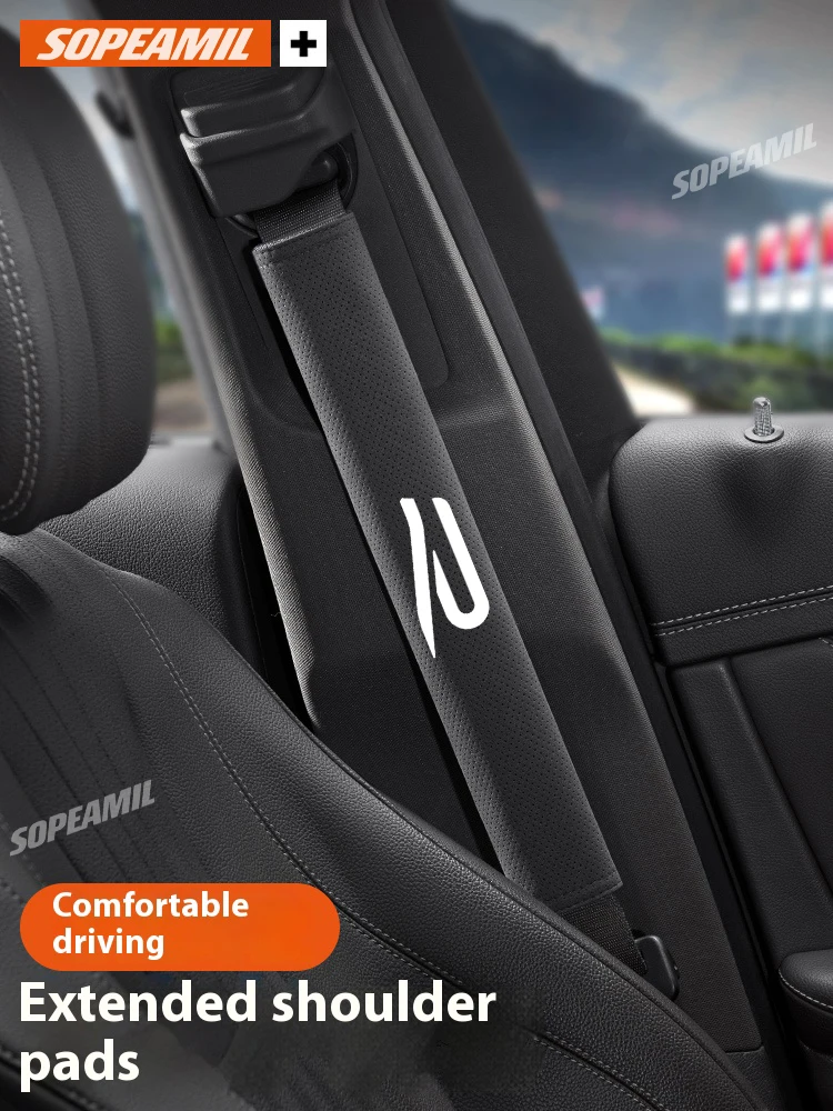 Car Safety Belt Cover Suede Seat Belts Shoulder Protector Pad For Volkswagen New R Tiguan Passat Arteon CC Touareg Golf GTI Polo
