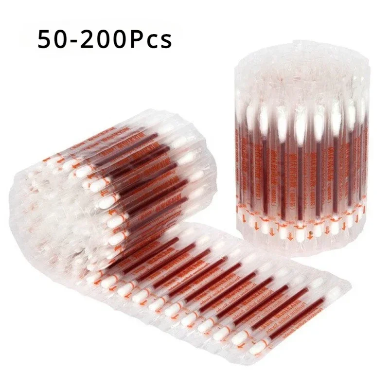 Disinfected Wood Iodine Double Cotton Swab 50/200Pcs/lot cotton swabs wood cotton swabs disposable cotton swabs iodine swabs