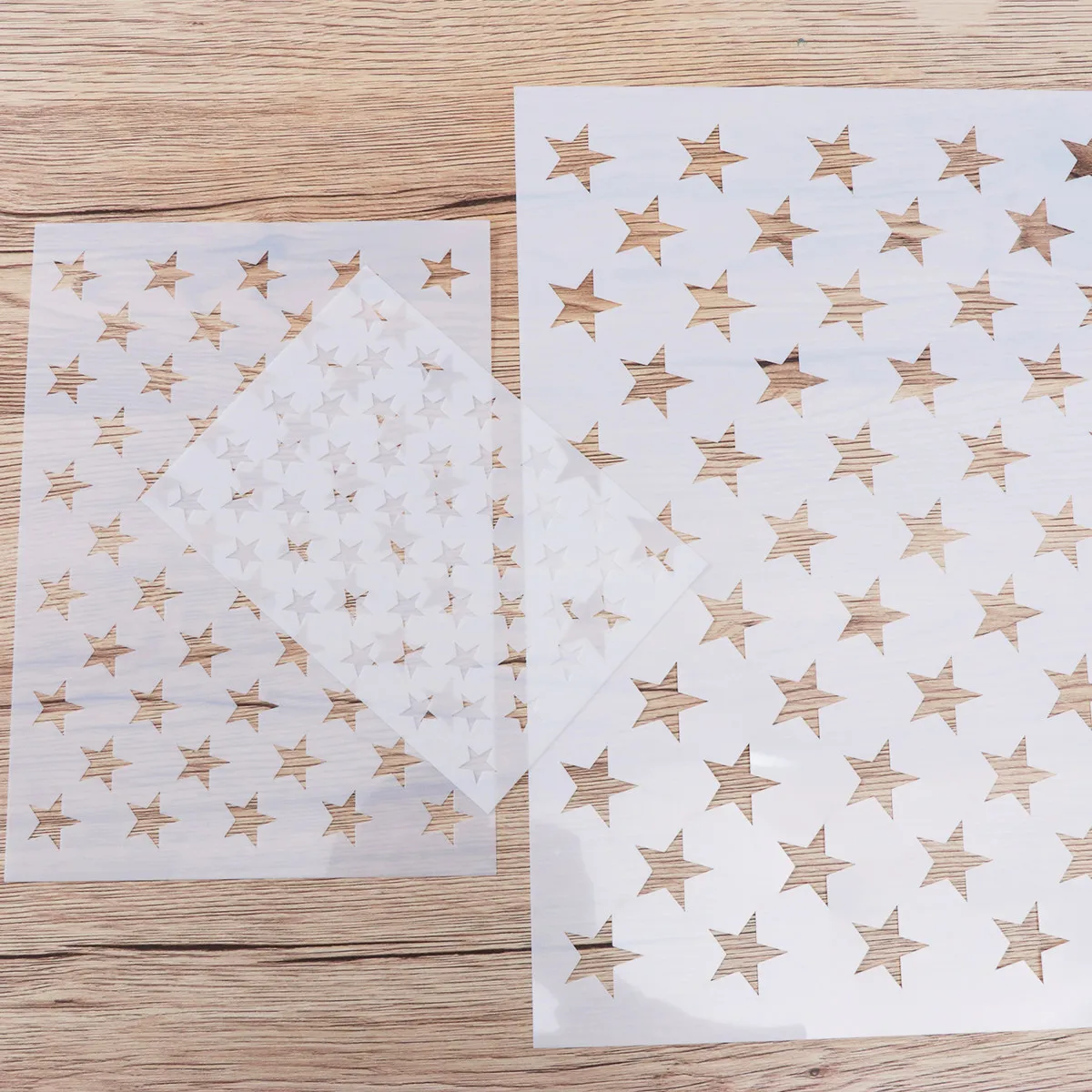 3Pcs 스타 할로우 페인팅 스텐실 DIY 벽 나무 패브릭 종이 공예 장식 벽화 스텐실을위한 드로잉 템플릿