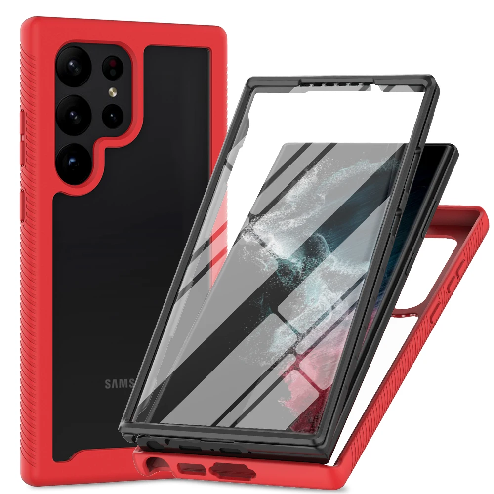 Transparent Shockproof Armor Phone Case with PET Screen Protector