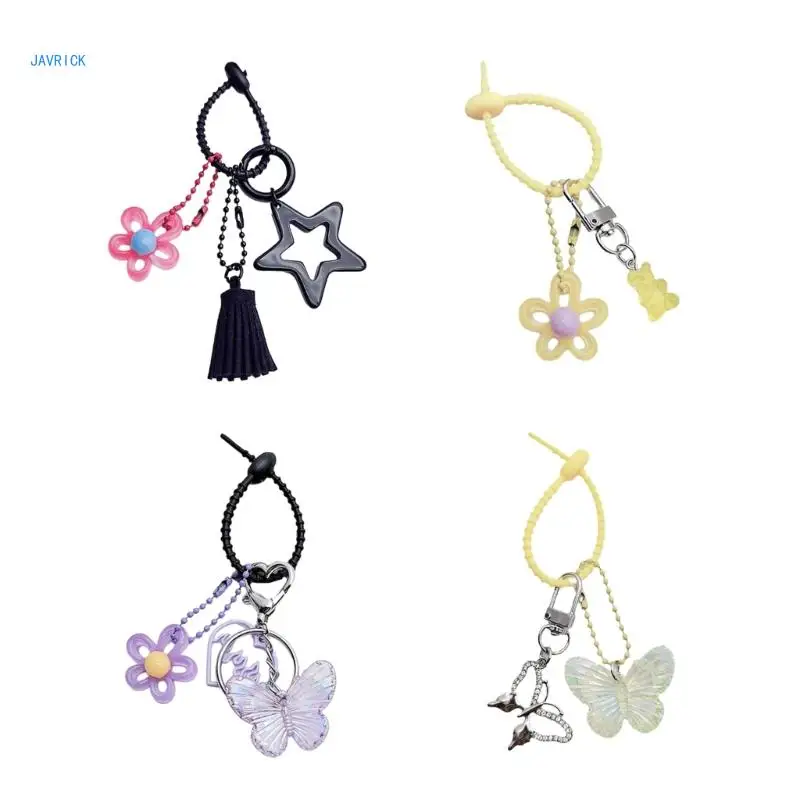 

Star Fringe Keyring Unique Keychain Car Backpace Charm Women Hollow Flower Key Holder Kids Birthday Valentines Gift