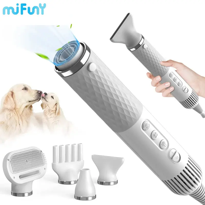 Mifuny 2 In 1 Pet Hair Dryer For Dogs Portable Cat Grooming Comb Brush
