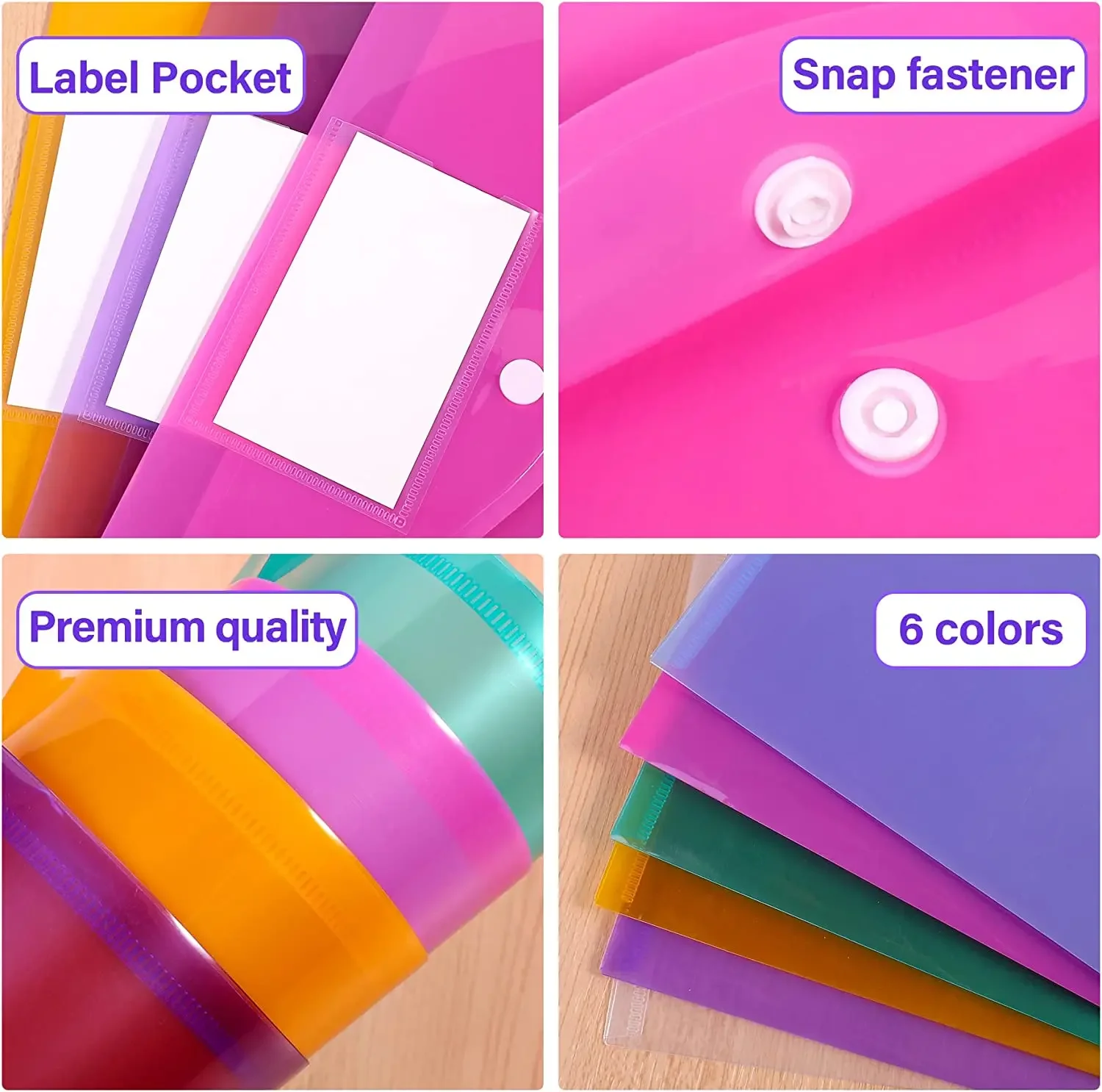 Poly Stationery Storage Folder file bag office folder binder folder File Pouch A4 A5 B4 A3 Snap Button Document Bag Zip File Folder School Office Supplies