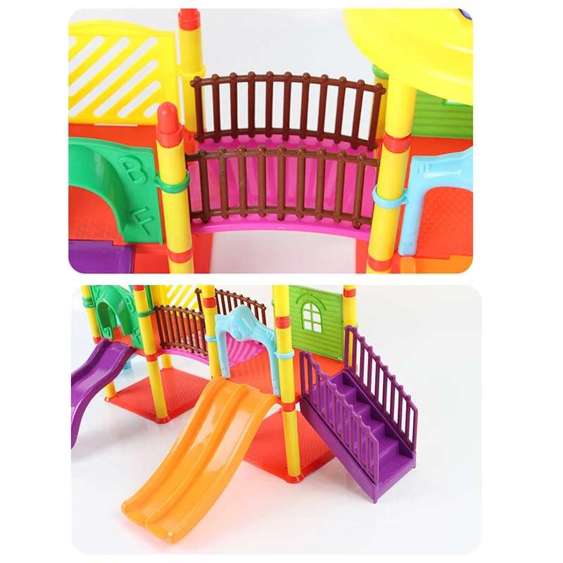 1/12 Forest Family Critters Rabbit Animal Amusement Park Dollhouse Miniature Furniture Slide Ladder DIY City Park For Girl Gifts 5