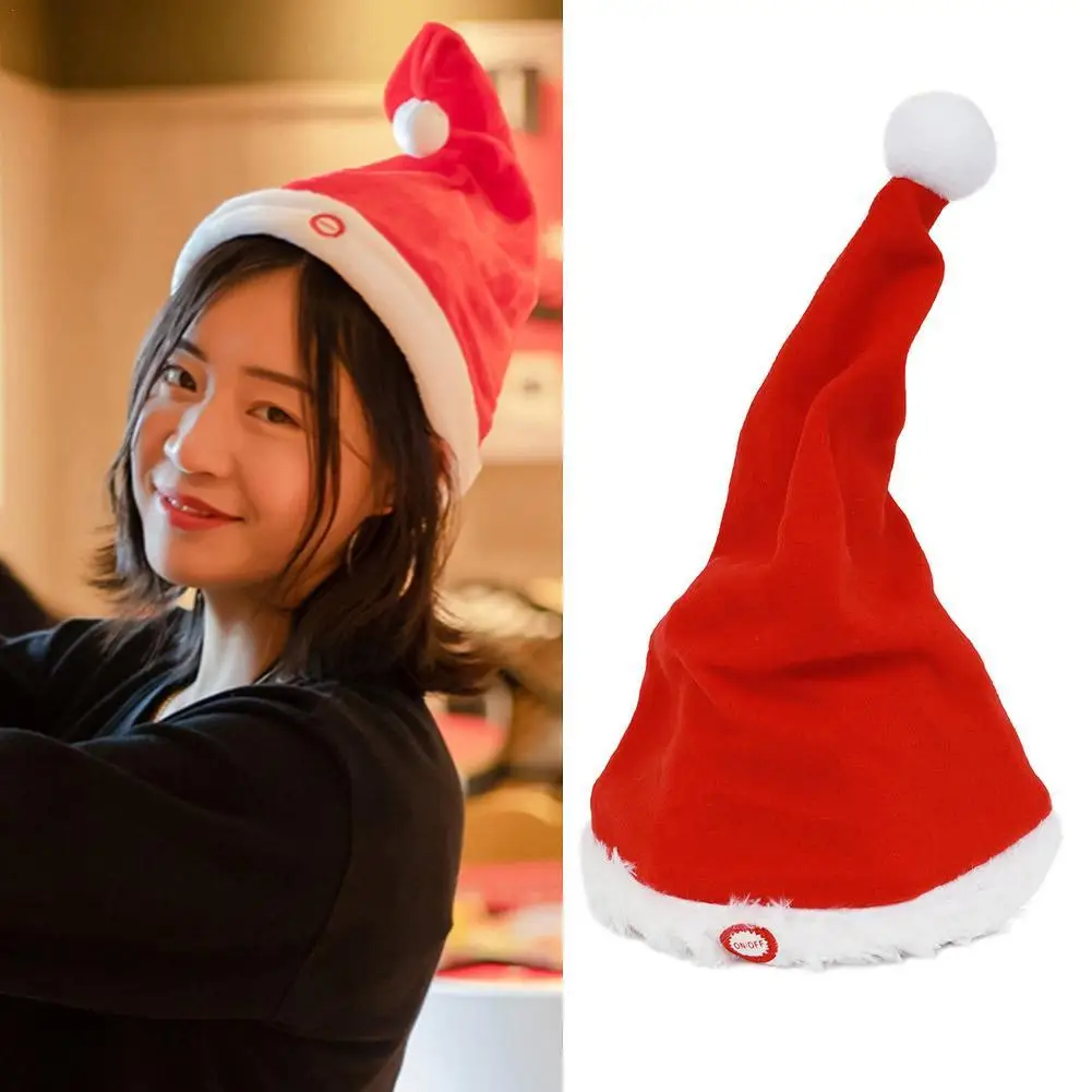 Christmas Hats Decorations Electric Music Swing Hat With Embroidered Decoration For Christmas New Year Festive Day Gifts