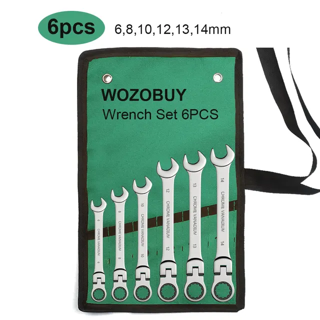 Combination Ratchet Wrench, with Flexible Head, Dualpurpose Ratchet