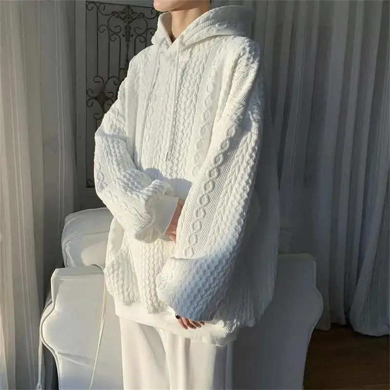 

Женский пуловер с длинным рукавом, свободный жаккардовый свитшот с капюшоном, уличная одежда в стиле Харадзюку, весна-осень