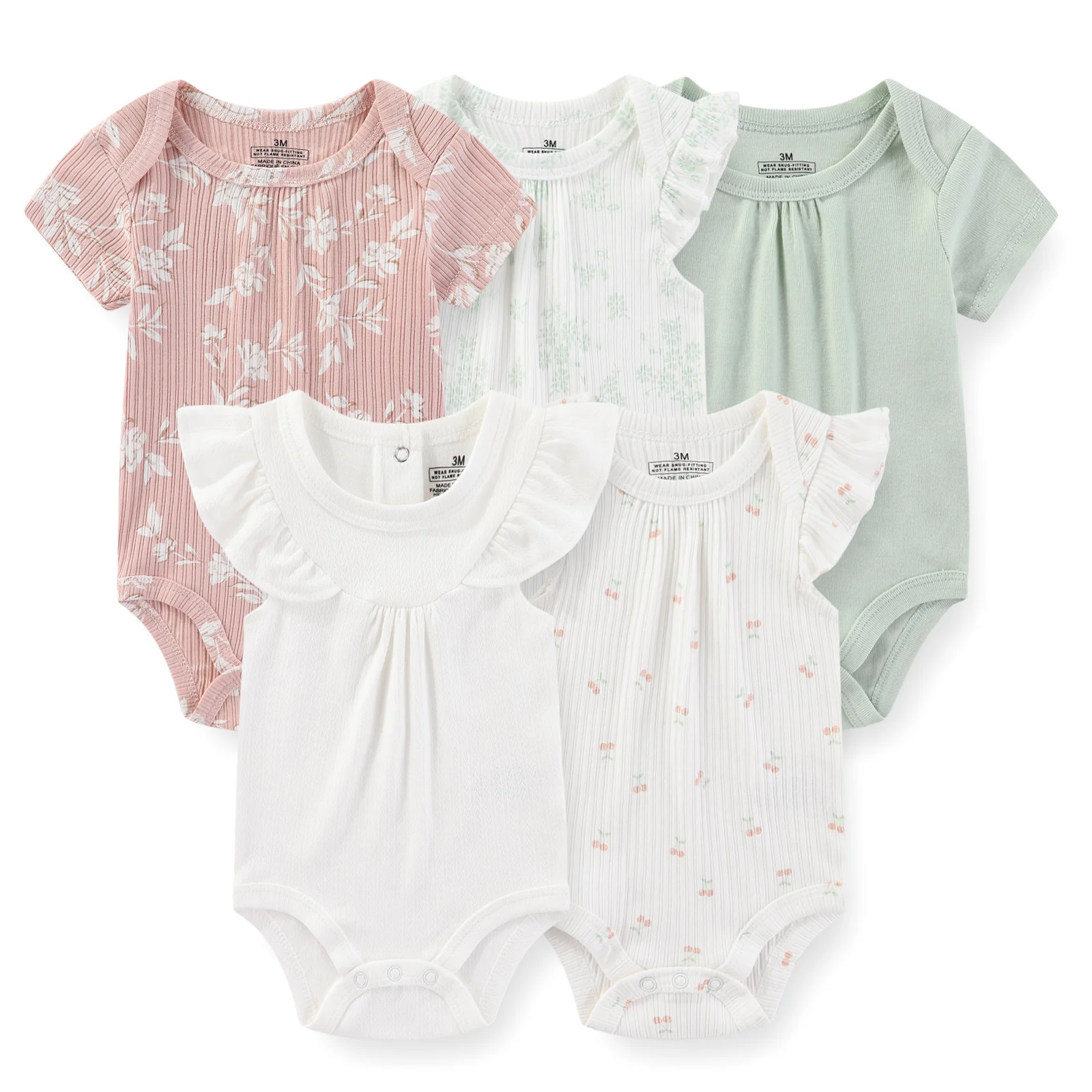 5 piece Soft Cotton Cartoon Short Sleeve Onesies 18