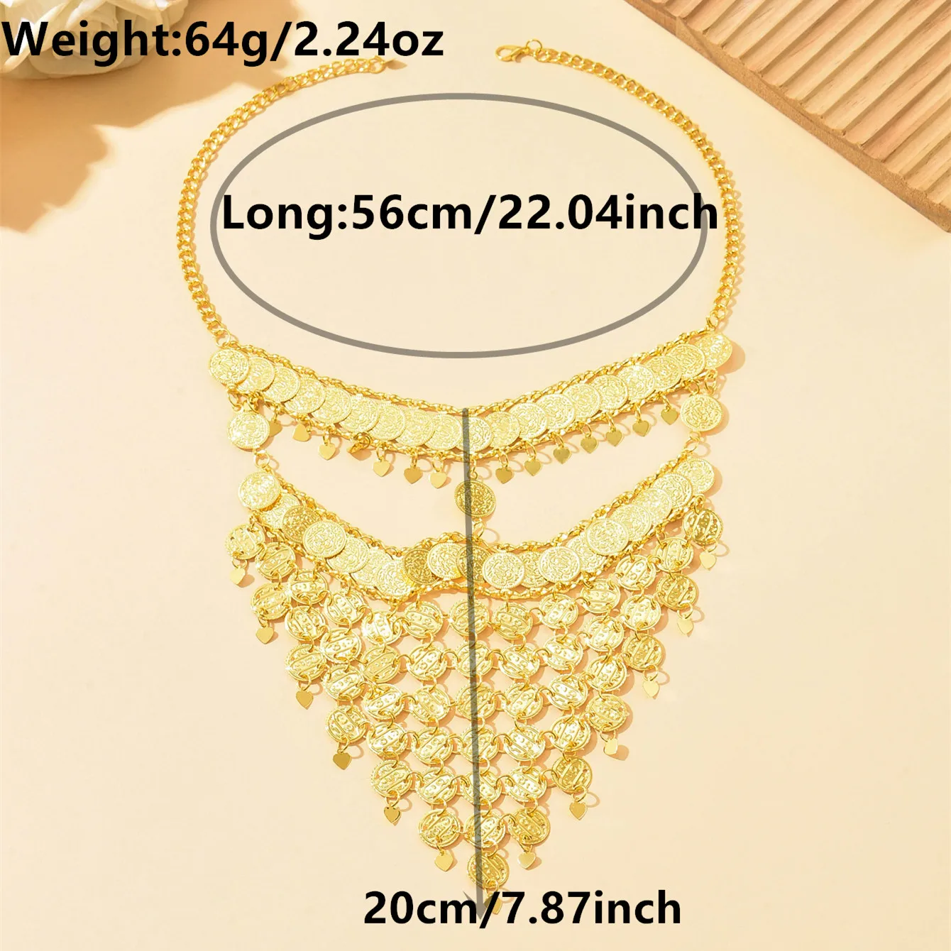 عقد العملات المتدرّج الفاخر – تصميم شرقي ملكي