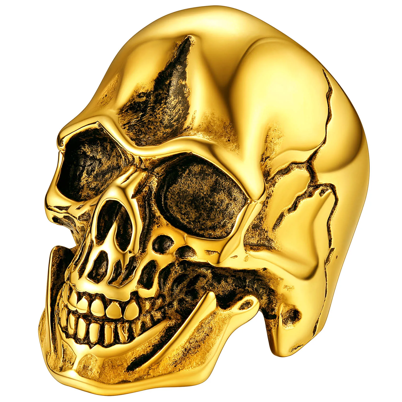 

ChainsPro Gothic Skull Rings Stainless Steel/18K Gold/Black Plated Band Skeleton Punk Rings for Men Women Size 7-14 CP743