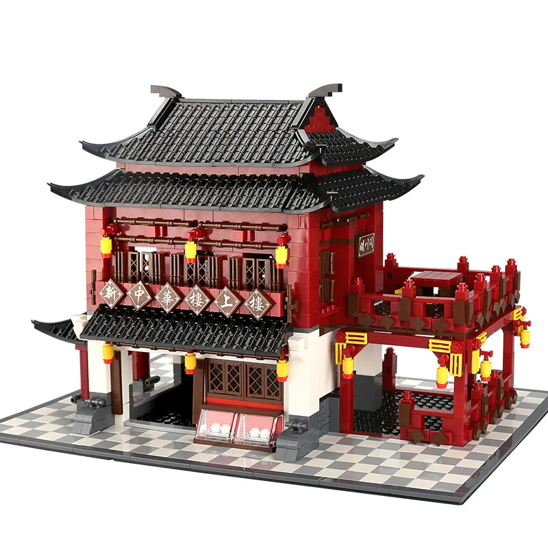 Chinatown Streetscape Architecture Build Block China City Street View Floor Upstairs Brick Toy Ancient Hotel Assemble Model 6 Chinatown Streetscape Architecture Build Block China City Street View Floor Upstairs Brick Toy Ancient Hotel Assemble Model 6