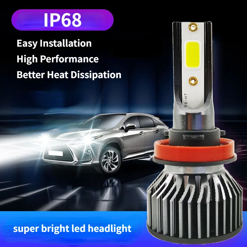 

H7 H4 H11 LED Headlight H1 H8 H9 HB4 HB3 9005 9006 9012 Turbo Lamp 6000K White Car Light Bulus Auto Headlamp Led 12v Accessoires