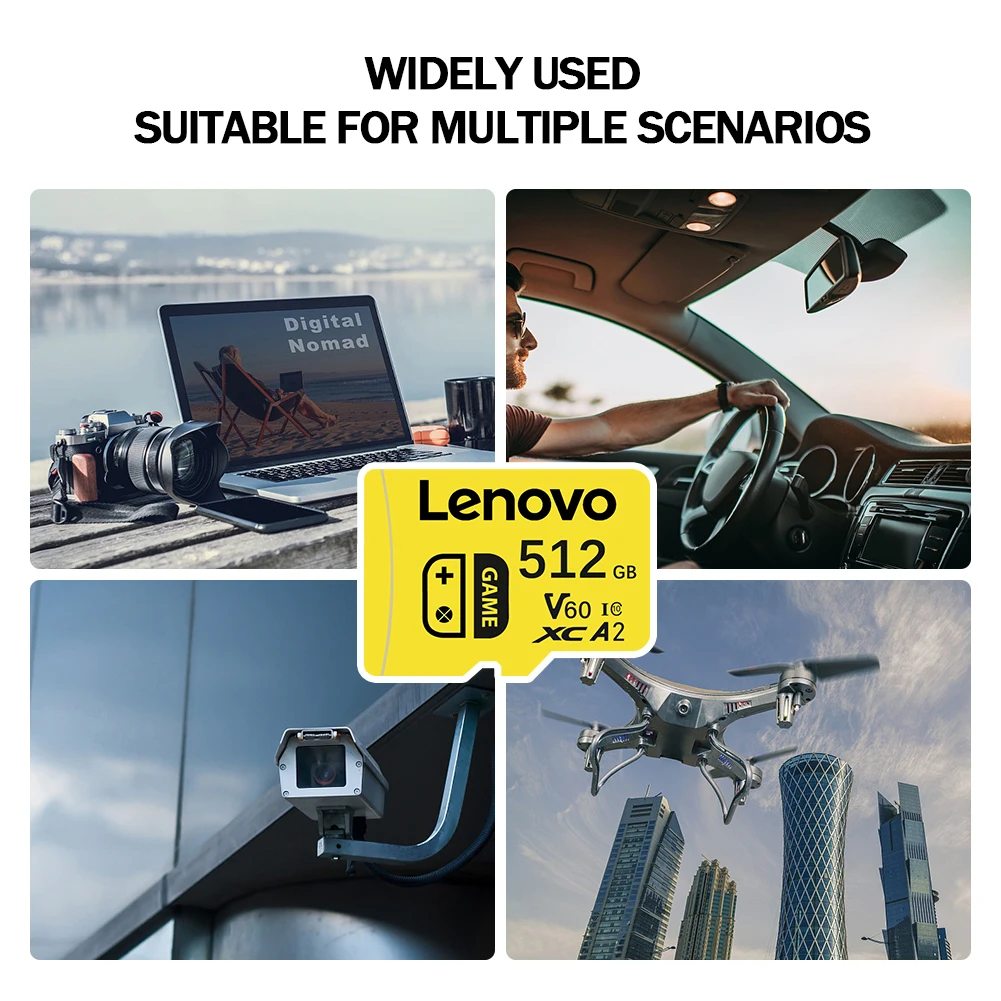 Lenovo Micro TF/SD Card Class 10 SD Card 2TB 1TB 256GB Memory 128GB 512GB TF Free For Shipping Cameras /tablet/Drone sd memory card