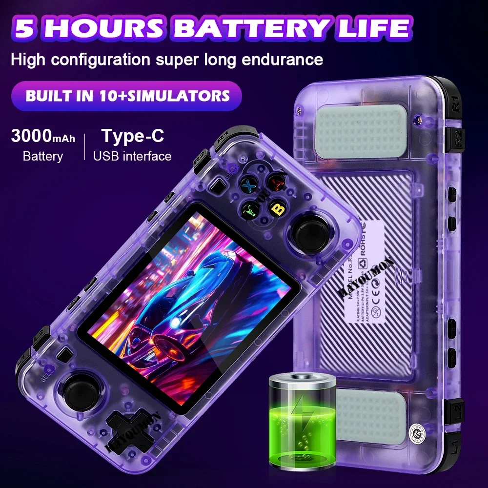 Transparent Black R36H Retro Handheld Video Game Console 3.5 Inch IPS Screen 15000+ Games 10+ Emulator for PS1/PSP/DC/N64/GB view 5