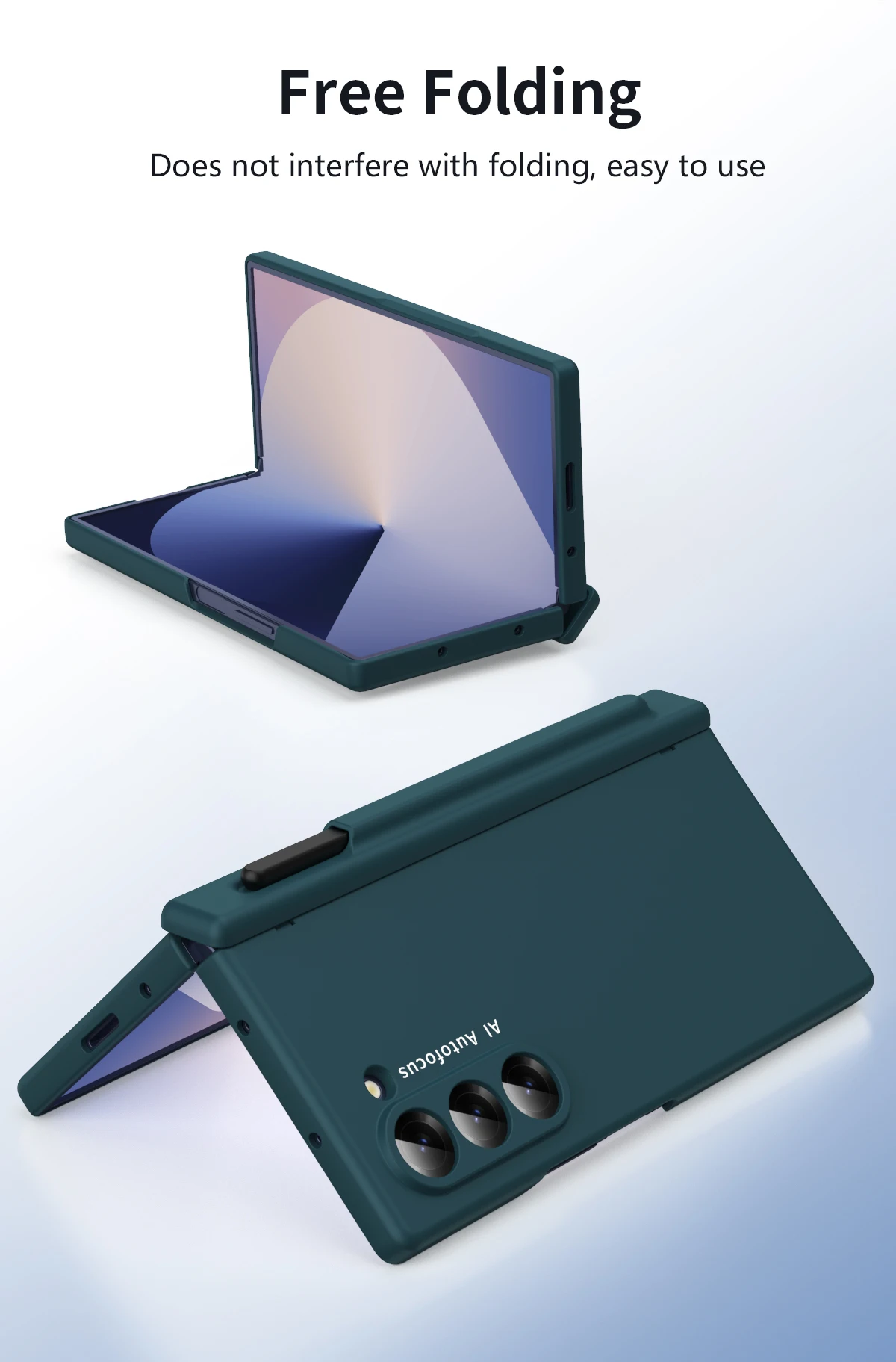 Macaron-stil frostat hårt PC-skal för Samsung Galaxy Z Fold 6 5 4 3 2 med glasskärmskydd med pekpenna_voghion.com