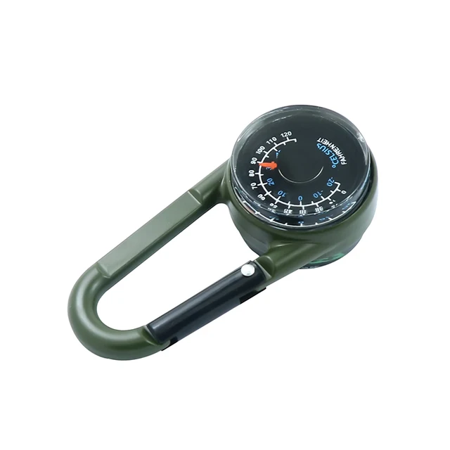 Double-Sided Mountaineering Buckle Compass with Thermometer