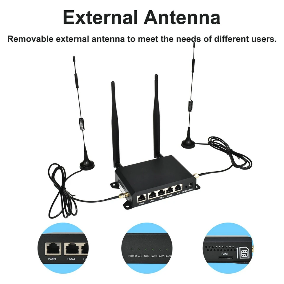 Router Wifi wireless esterno impermeabile 4G LTE CPE905 150Mbps RJ45 LAN WAN SMA Antenna Slot per scheda SIM Sblocco Modem Cpe Banda larga  7