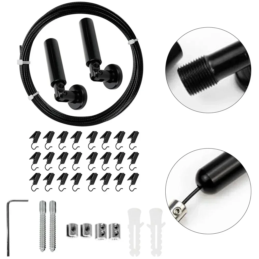 Adjustable Curtain Drape Wire Rod Wall Mount Easy Installation Stainless Steel 5-meter-long Wire Rope