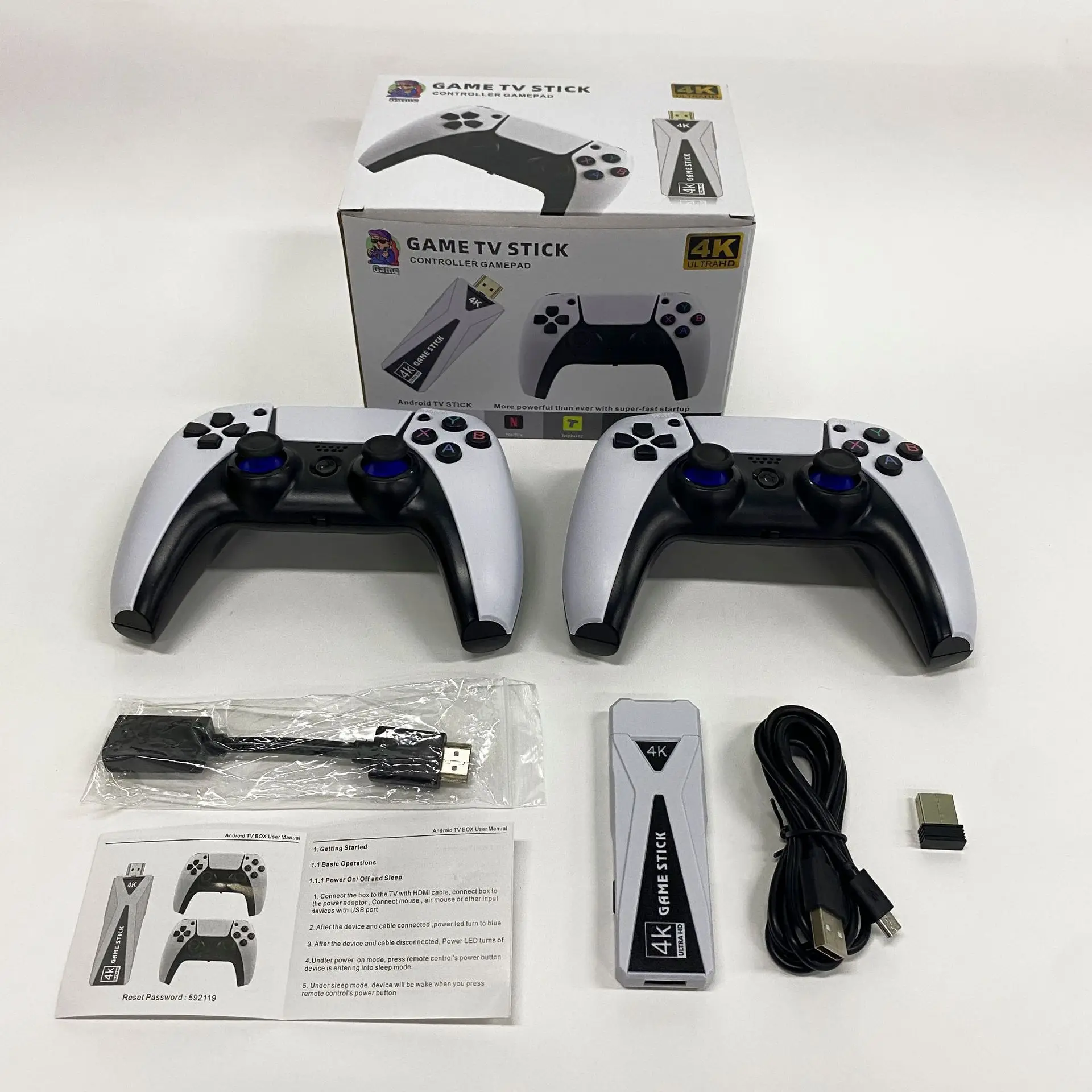 

HOT GT68 Wireless 2.4G Retro TV Game Stick for PS1 Family Portable Arcade Video Game Console Android 7.1 4K HD Video Game