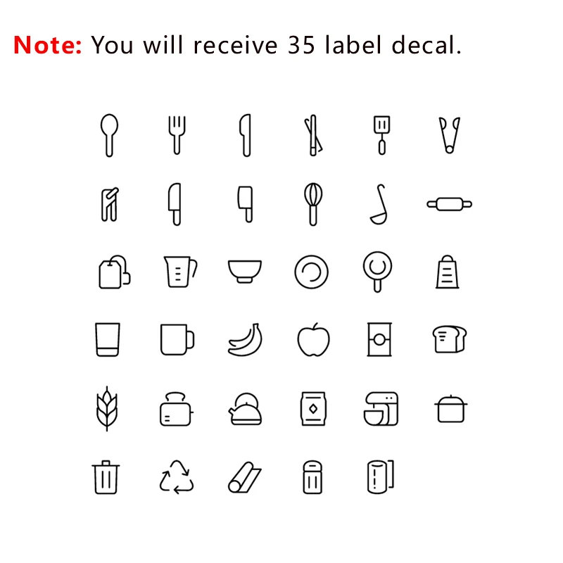 35 Kitchen Cabinet Label Decals Cupboard Storage Containers Vinyl Sticker Pantry Organizer Home Decoration wall stickers self adhesive stickers kitchen wall sticker