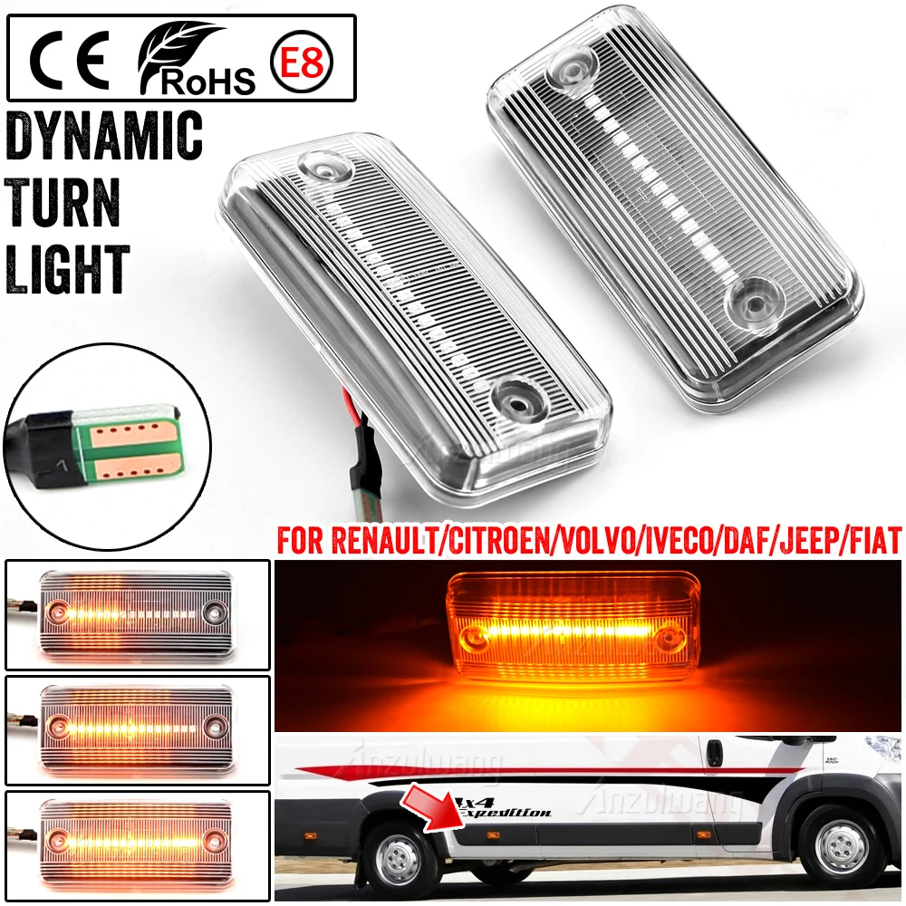 

Dynamic Flowing LED Side Marker Light For Iveco Fiat Ducato Citroen Relay Peugeot Boxer Renault VOLVO MAN