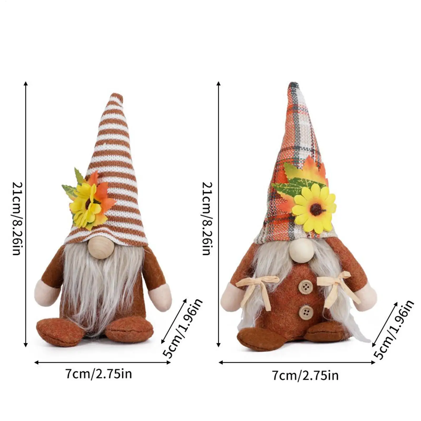 Autumn Gnome Decorations Handmade Festival Faceless Doll Tiered Tray Decor Maple Leaves Sunflower Gnome For Indoor Room Mantel