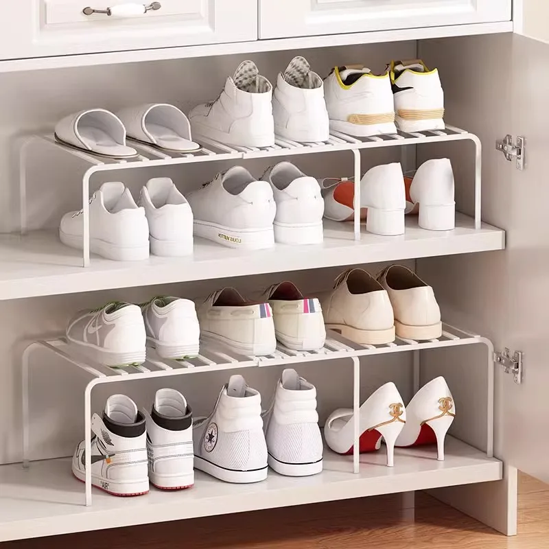Adjustable Expandable Shoe Rack Organizer-Space-Saving Built-in Cabinet Shelf Divider For Closet & Shoe Storage