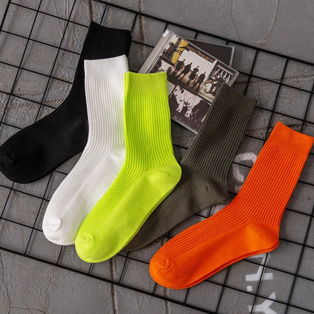White Cotton Socks Korean Style Solid Color Ins Sport Mid-calf Length Sock  Men's Spring And Autumn Black High-top Long Socks - Socks - AliExpress