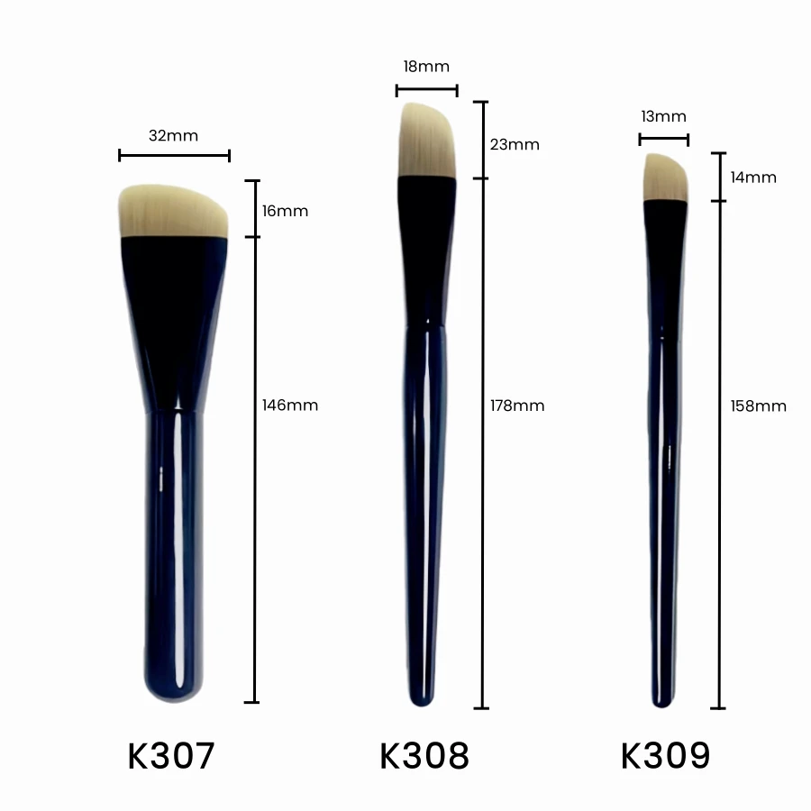 Enhanced Black Curved Foundation Makeup Brush for Flawless Blending and Application