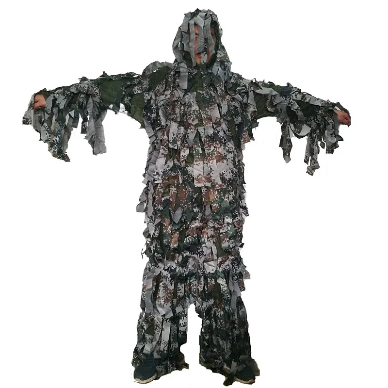 Costume ghillie bionique léger été pour paintball et pêche en forêt avec camouflage forestier