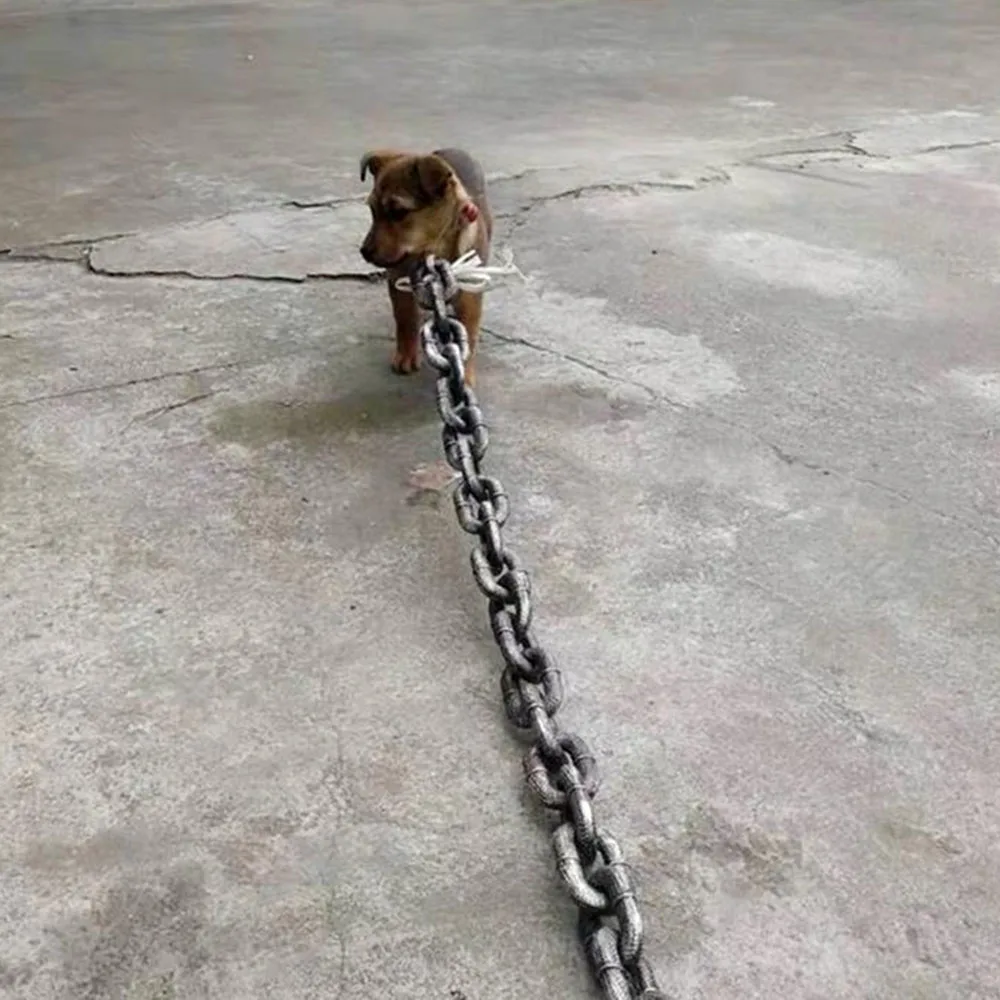 Funny Huge Dog Leash Simulation Iron Chain For Small Dogs Cats Halloween Plastic Puppy Traction Chain Dog Leads Things For Pets