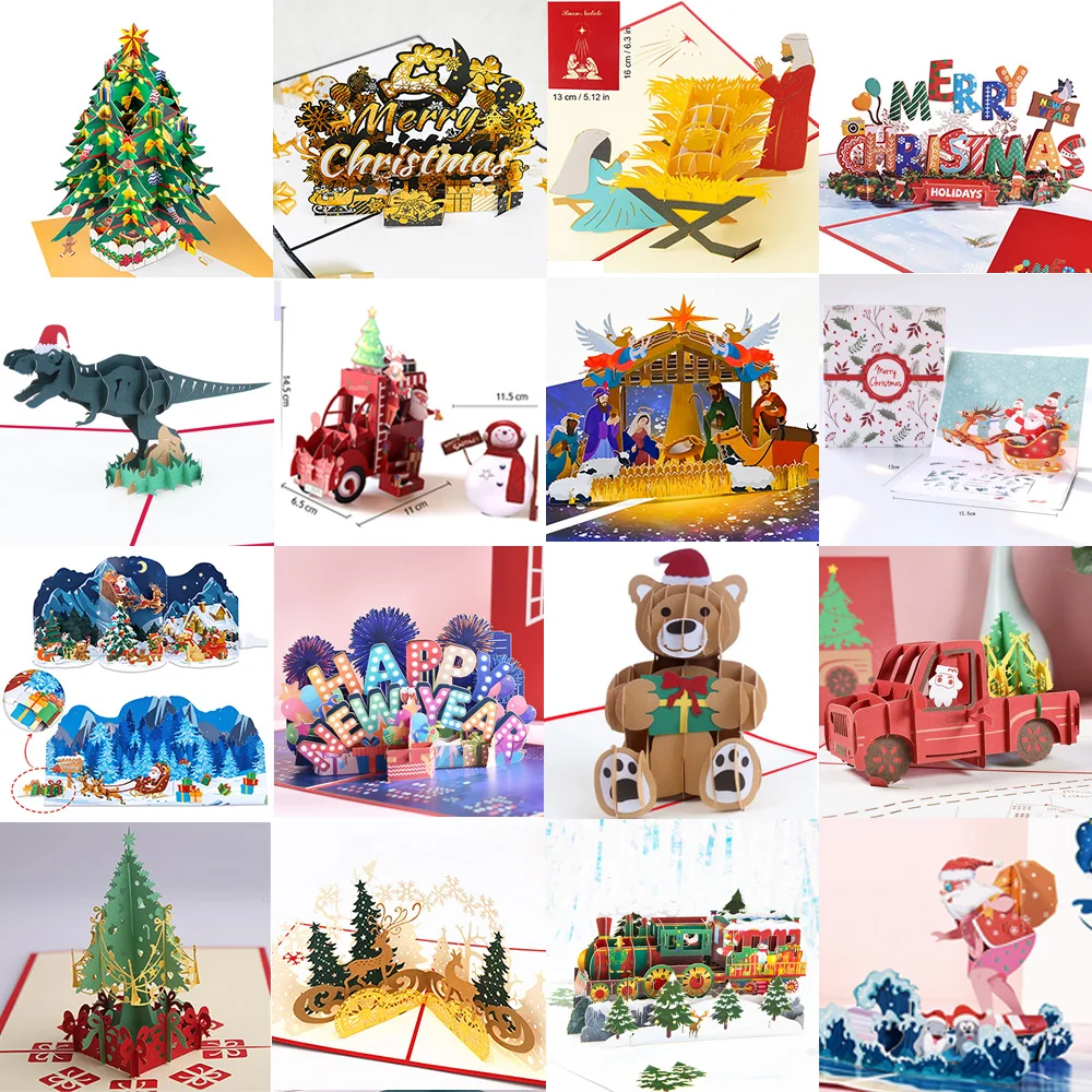3D Pop UP Santa Cards Marry Christmas Greeting Card Party Invitations Gifts New Year Gift Card Anniversary Postcard greeting cards