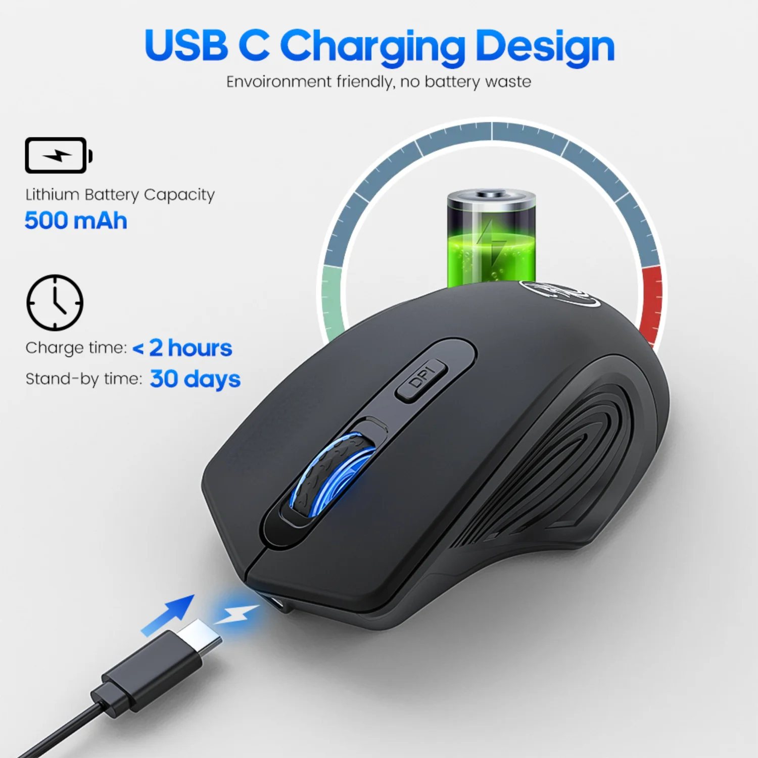 Rechargeable Wireless Gaming Mouse USB Compatible for PC & Laptop Silent Ergonomic