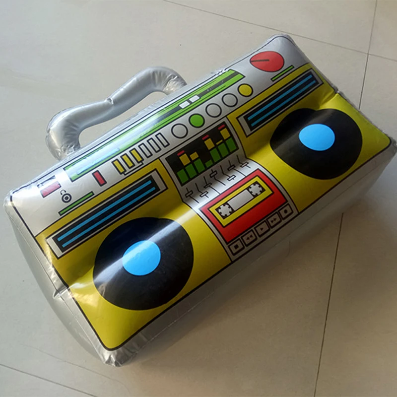 Caja de Boom de Radio inflable divertida, globos inflables de PVC,  accesorios para fotomatón, grabadora de Radio inflable para 80s, 90s,  decoración de fiesta - AliExpress