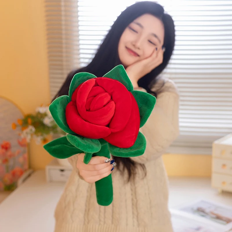 38cm 실물 같은 장미 플러시 장난감 예쁜 생생한 다채로운 꽃 장난감 낭만적 인 생일 웨딩 파티 장식 사진 촬영 소품