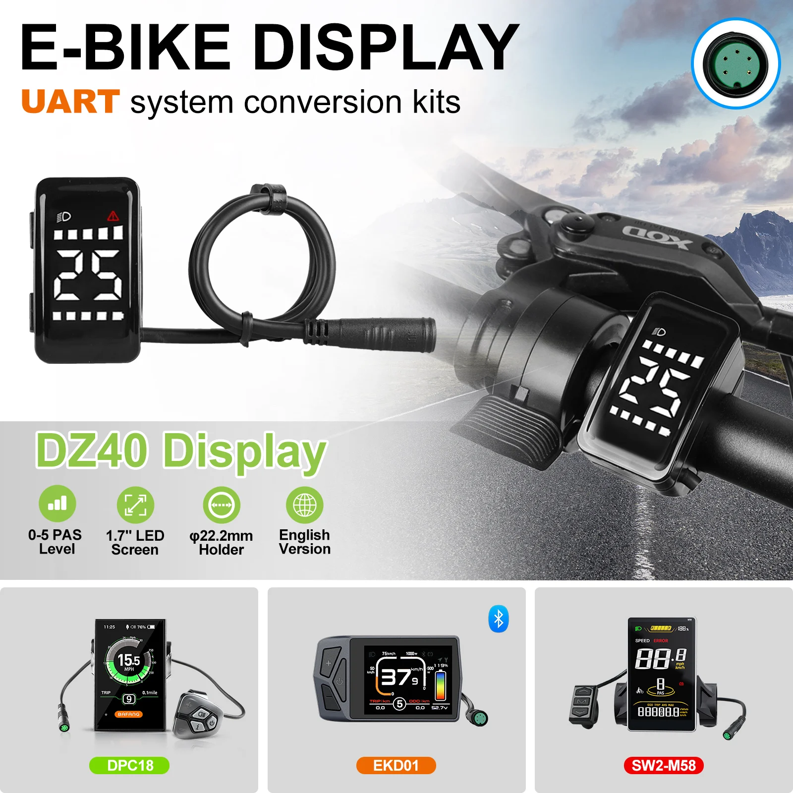 Oniissy E-Bike für Bafang Motor DZ41 Display M500 0102 HD UART/CAN Protokoll-Messgerät, mehrfach kompatibel und zuverlässig, für allgemeine Kompatibilität (UART-Protokoll Oniissy E-Bike für Bafang Motor DZ41 Display M500 0102 HD UART/CAN Protokoll-Messgerät, mehrfach kompatibel und zuverlässig, für allgemeine Kompatibilität (UART-Protokoll