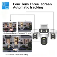 Caméra de sécurité WIFI 8K 15MP, trois écrans, caméra extérieure, quatre objectifs, détection humaine par IA, étanche, caméras vidéo IP CCTV, Onvif Yoosee 5