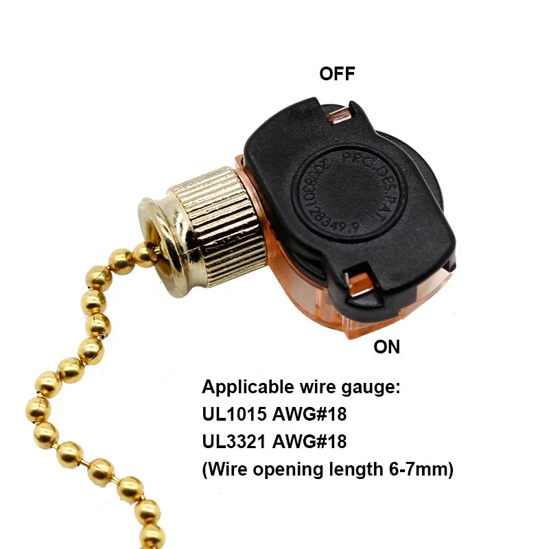 E87438 303 ON OFF 2 Position Ceiling Fan Switch 3A 250VAC 6A 125VAC Ceiling Fan Light Pull Chain Switch