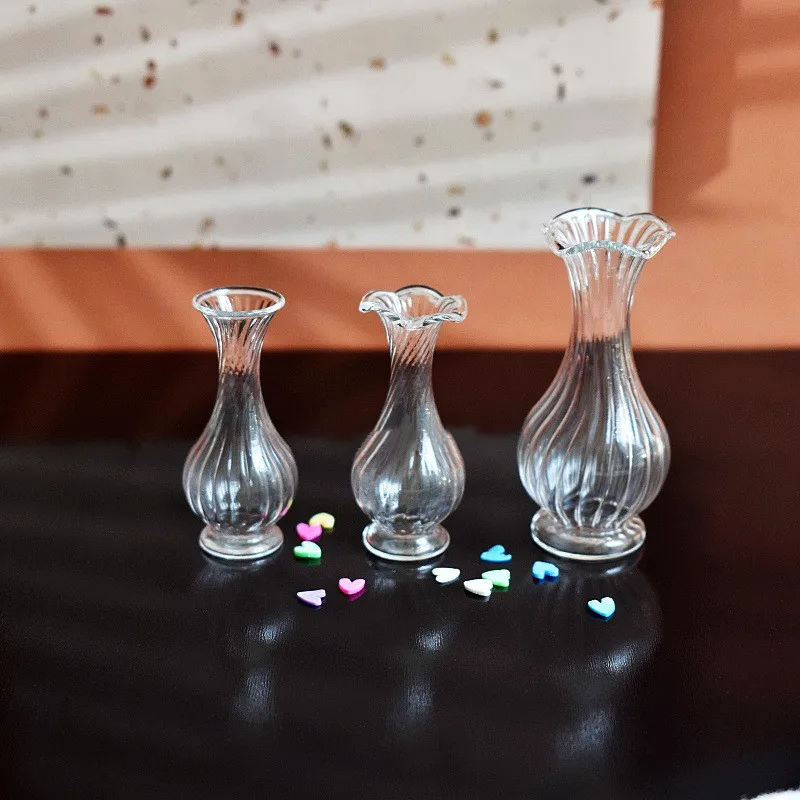 Dollhouse Miniature Jasmine Flower Glass Vase Model Toys Doll House Accessories Decor Toy Green Plant Ornaments Crafts Decor 2