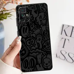 Black Soft Phone Cover Case with Graffiti Design for Redmi 9C (Mix01)