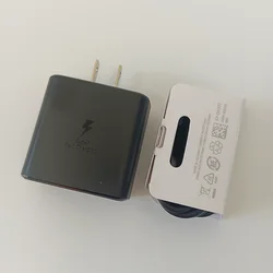 45W Original Samsung Fast Charge Type C Adapter Charger - Black - US With Cable