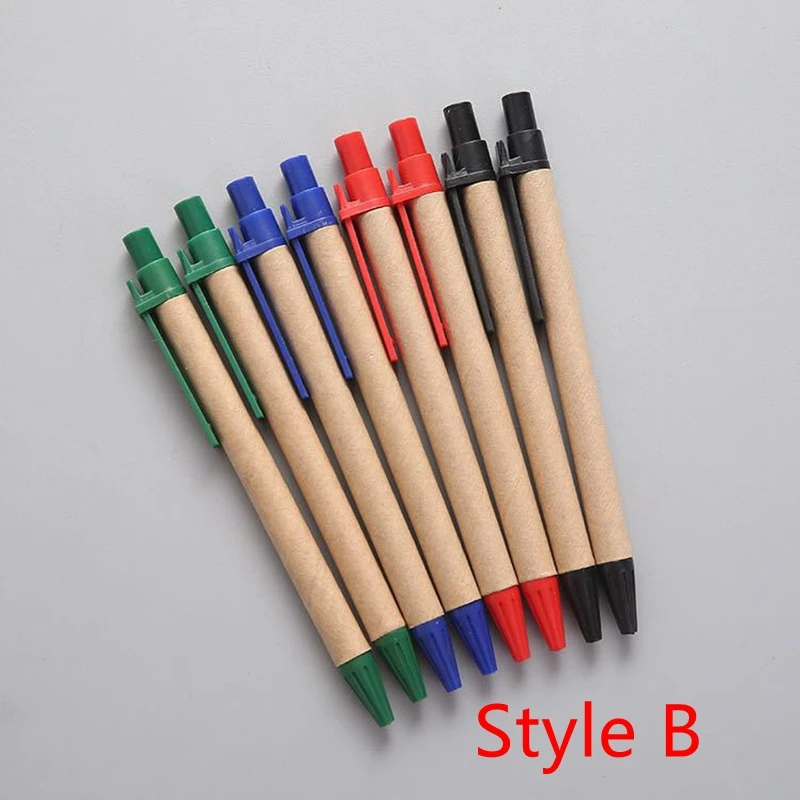 Eco-Friendly Recycled Paper Ballpoint Pens - Set of 10, Sustainable Writing Office Supplies