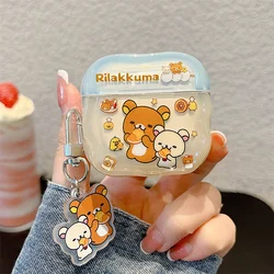 Cute Kawaii Rilakkuma Bear Soft Earphone Protective Case with Pendant Cover - Airpods 4 (QSX)