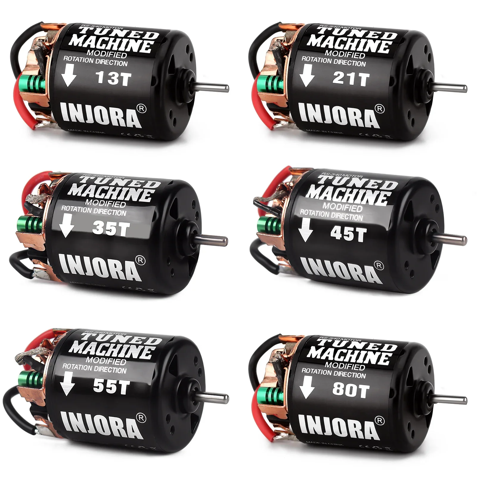 INJORA 540 브러시 모터 방수 13T 21T 35T 45T 55T 80T 1:10 RC 자동차 크롤러 축 SCX10 AXI03007 90046 Redcat Gen8