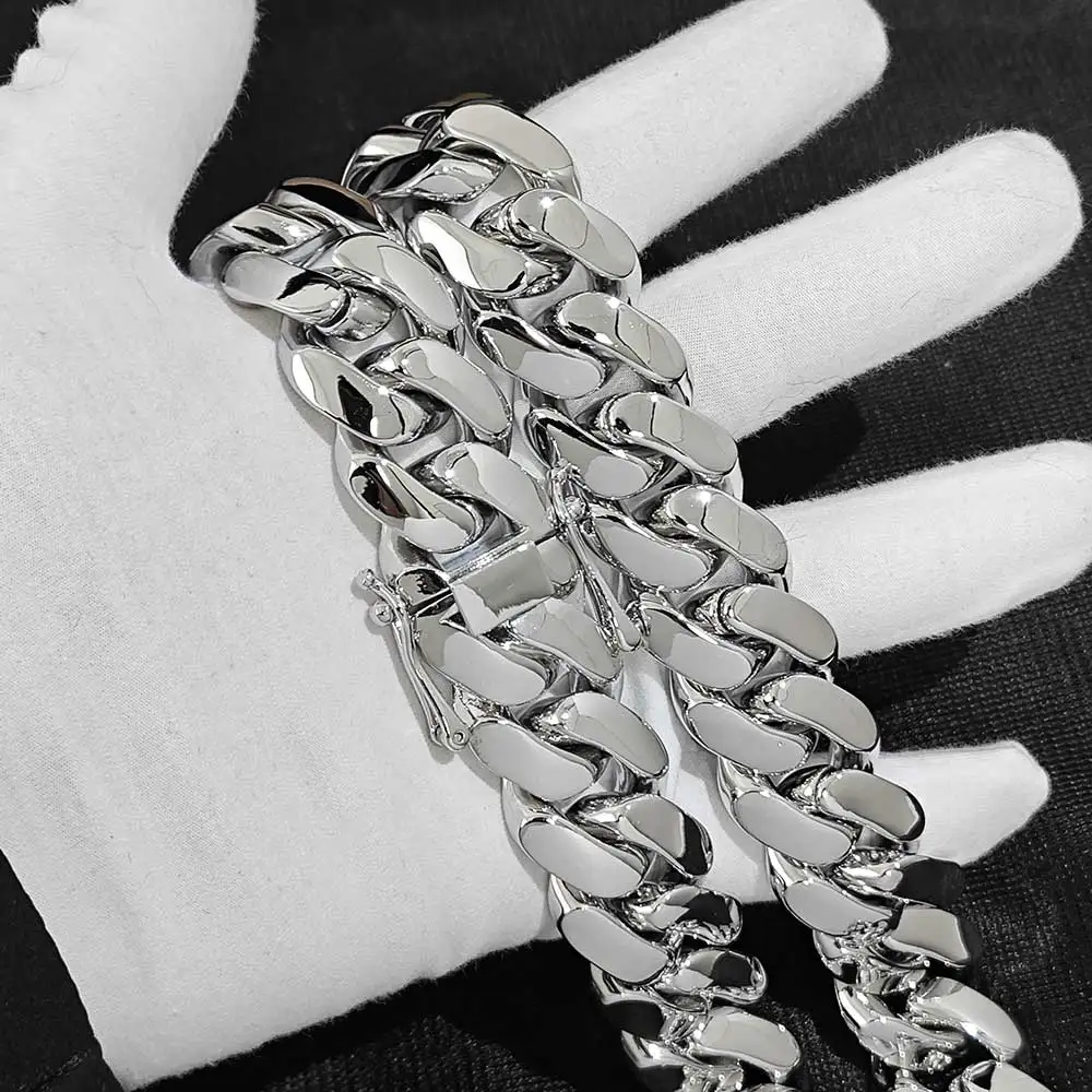 Catena Cubana In Argento Da Uomo – Collana Con Catena In Acciaio - Foto 5