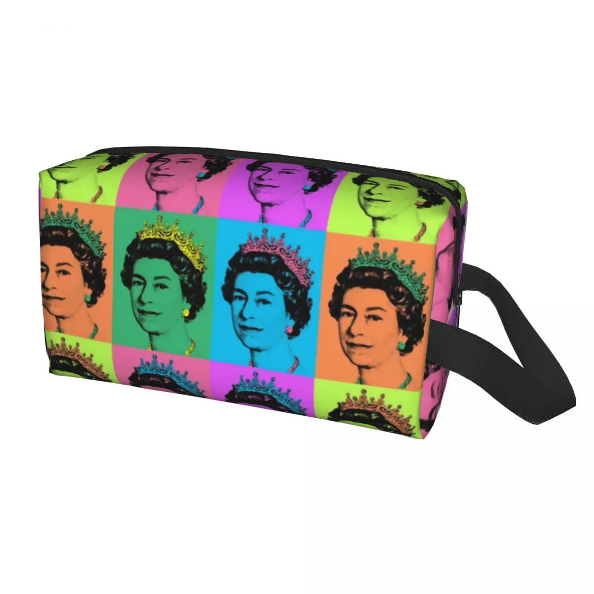 

Queen Elizabeth II England Pop Art Cosmetic Bag Large Capacity Royal United Kingdom Makeup Case Beauty Storage Toiletry Bags