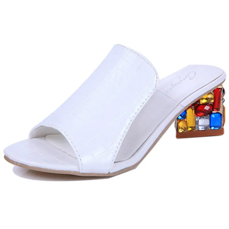 Women Sandals comfortable sandals Crystal Sandals Ladies Open Toe Sandals Square Heels Spring Summer Shoes Sandalia Feminina