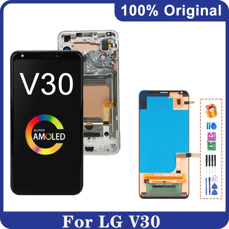 

6.0" Original AMOLED For LG V30 H930 H933 V350 LCD Display With Frame Touch Screen Digitizer For LG V35 ThinQ LCD Replacement