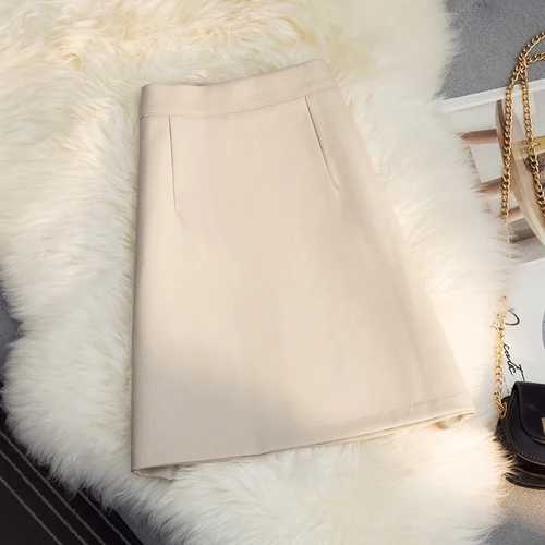 white tennis skirt Korean Autumn New Women Fashion OL Solid Skirts Vintage High Waist A-Line Faldas Mujer 2020 Chic Streetwear PU Mini Skirt skirt and top Skirts