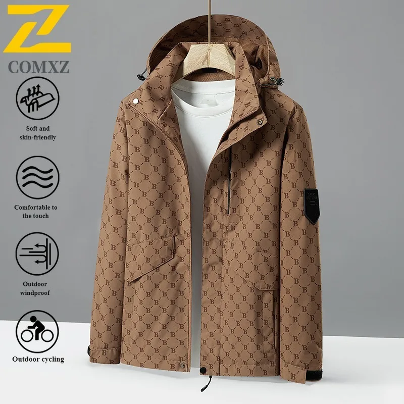 COMXZUnisex Windbreaker Thin Waterproof Windproof Detachable Hood Outdoor Jacket for Hiking Camping Fishing Spring Autumn Trendy